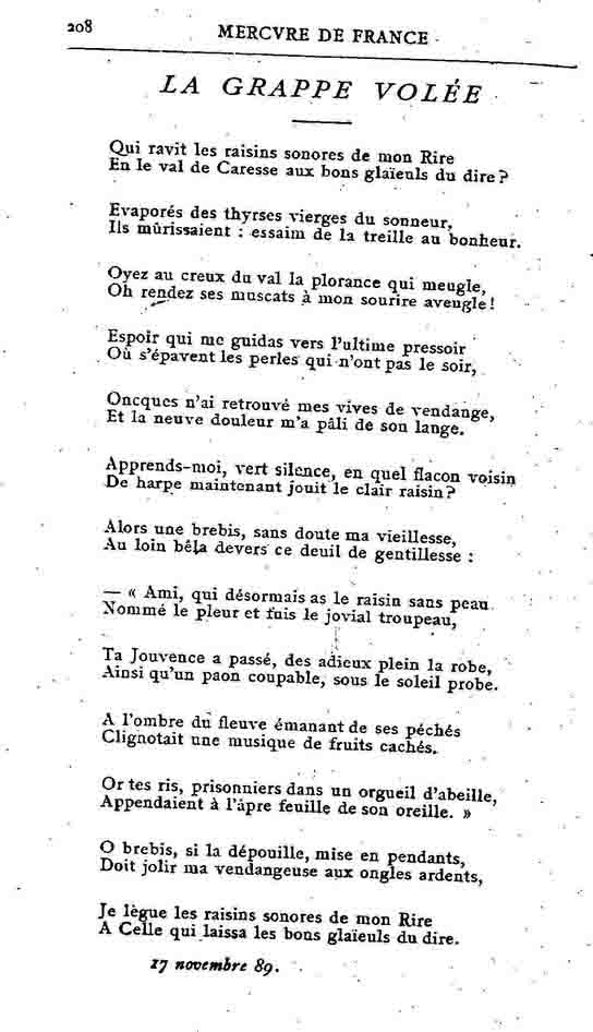 Fac-similé de Mercure de France tome 002 1891 page 208.jpg