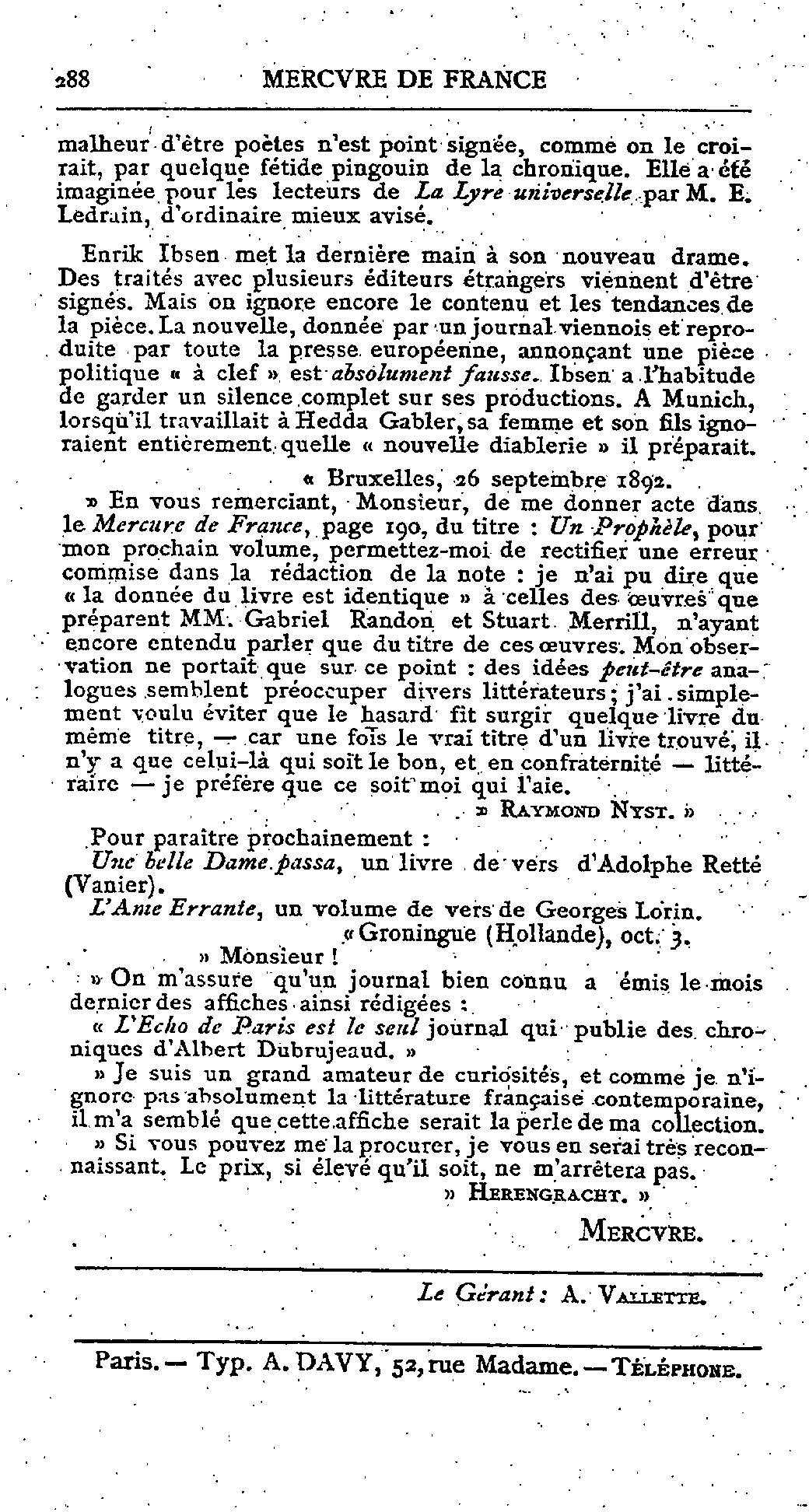 Fac-similé de Mercure de France tome 006 1892 page 288.jpg