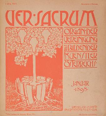 Ver Sacrum, n° 1, janvier 1898, couverture d'Alfred Roller. Wikimedia Commons (domaine public)