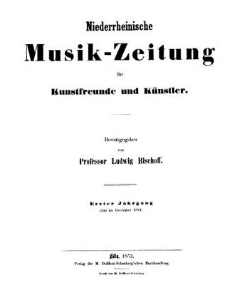 Niederrheinische Musik-Zeitung, page de titre, 1853. Wikimedia Commons (domaine public)