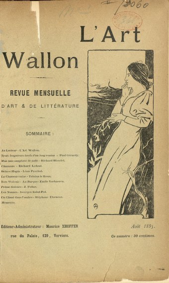 L’Art wallon, n° 1, août 1895. Digithèque de l'Université libre de Bruxelles (œuvre libre de droits selon la Digithèque)