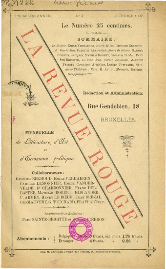 La Revue rouge, n° 1, octobre 1892. Digithèque de l'Université libre de Bruxelles (œuvre libre de droits selon la Digithèque)