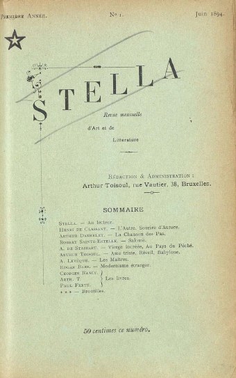 Stella, n° 1, juin 1894. Digithèque de l'Université libre de Bruxelles (œuvre libre de droits selon la Digithèque)